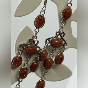 925 Silver Sunstone Dangle Earrings